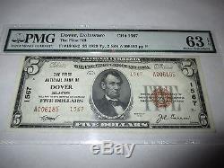 $5 1929 Dover Delaware DE National Currency Bank Note Bill #1567 Choice UNC 63