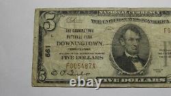 $5 1929 Downingtown Pennsylvania PA National Currency Bank Note Bill! #661 RARE