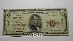 $5 1929 El Reno Oklahoma OK National Currency Bank Note Bill! Ch. #4830 FINE