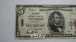 $5 1929 Emporium Pennsylvania PA National Currency Bank Note Bill Ch. #3255 RARE