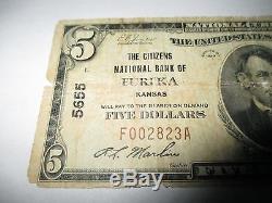 $5 1929 Eureka Kansas KS National Currency Bank Note Bill! Ch. #5655 RARE