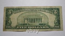 $5 1929 Evansville Indiana IN National Currency Bank Note Bill Ch. #12444 FINE