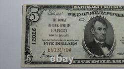 $5 1929 Fargo North Dakota ND National Currency Bank Note Bill Ch. #12026 XF++