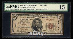 $5 1929 Farmer City Illinois IL National Currency Bank Note Bill! #3607 Fine
