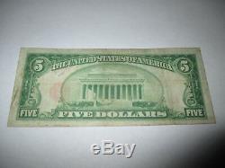 $5 1929 Gardner Massachusetts MA National Currency Bank Note Bill Ch. #884 FINE