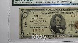 $5 1929 Glens Falls New York NY National Currency Bank Note Bill Ch #980 F15 PMG