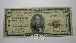 $5 1929 Huntington West Virginia WV National Currency Bank Note Bill! #3106 FINE