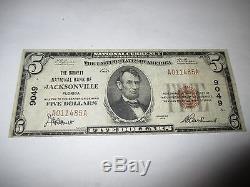 $5 1929 Jacksonville Florida FL National Currency Bank Note Bill Ch. #9049 VF