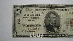 $5 1929 Kinderhook New York NY National Currency Bank Note Bill! Ch. #929 RARE