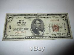 $5 1929 Koppel Pennsylvania PA National Currency Bank Note Bill Ch #11938 Fine