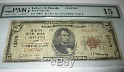 $5 1929 Lakeland Florida FL National Currency Bank Note Bill! Ch #13370 FINE PMG