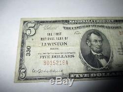 $5 1929 Lewiston Maine ME National Currency Bank Note Bill! Ch #330 Fine