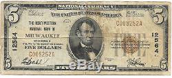$5. 1929 MILWAUKEE Wisconsin National Currency Bank Note Bill Ch. # 12564