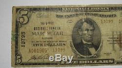 $5 1929 Mascoutah Illinois IL National Currency Bank Note Bill Ch. #13795 RARE