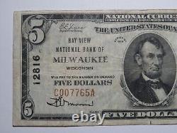 $5 1929 Milwaukee Wisconsin WI National Currency Bank Note Bill Ch. #12816 VF