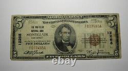 $5 1929 Montclair New Jersey NJ National Currency Bank Note Bill Ch. #12268 RARE