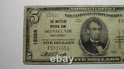 $5 1929 Montclair New Jersey NJ National Currency Bank Note Bill Ch. #12268 RARE