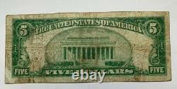 $5 1929 Nashville Illinois IL National Currency Bank Note Bill! Ch. #6524 F