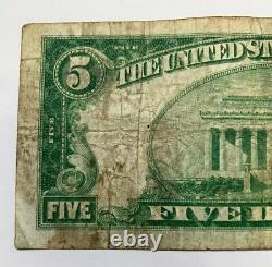 $5 1929 Nashville Illinois IL National Currency Bank Note Bill! Ch. #6524 F