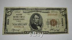 $5 1929 Nashville Illinois IL National Currency Bank Note Bill! Ch. #6524 FINE