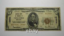 $5 1929 New York City NY National Currency Bank Note Bill Ch. #12965 RARE