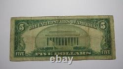 $5 1929 Newark New Jersey NJ National Currency Bank Note Bill Ch #12771 RARE