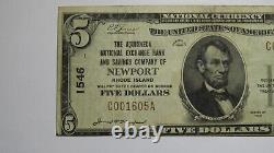 $5 1929 Newport Rhode Island RI National Currency Bank Note Bill Ch. #1546 VF