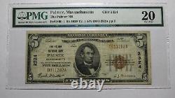 $5 1929 Palmer Massachusetts MA National Currency Bank Note Bill #2324 PMG VF20