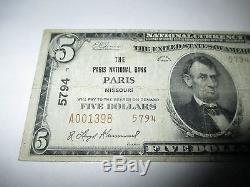 $5 1929 Paris Missouri MO National Currency Bank Note Bill Ch. #5794 FINE