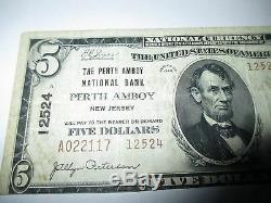 $5 1929 Perth Amboy New Jersey NJ National Currency Bank Note Bill! #12524 RARE