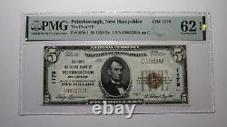 $5 1929 Peterborough New Hampshire National Currency Bank Note Bill #1179 UNC62