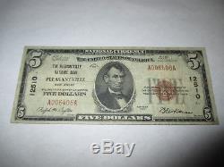 $5 1929 Pleasantville New Jersey NJ National Currency Bank Note Bill #12510 FINE