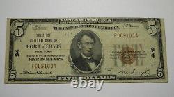$5 1929 Port Jervis New York NY National Currency Bank Note Bill! Ch. #94 Delhi