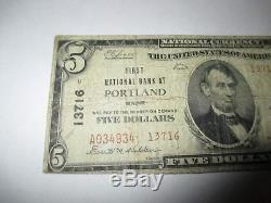 $5 1929 Portland Maine ME National Currency Bank Note Bill Ch #13716 FINE