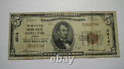 $5 1929 Portland Oregon OR National Currency Bank Note Bill Ch. #4514 FINE