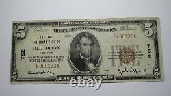 $5 1929 Red Hook New York NY National Currency Bank Note Bill Ch. #752 FINE