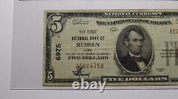 $5 1929 Remsen Iowa IA National Currency Bank Note Bill Charter #6975 VF20 PCGS