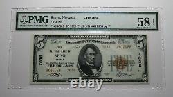 $5 1929 Reno Nevada NV National Currency Bank Note Bill Charter #7038 AU58 PMG