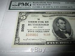 $5 1929 Rutherford New Jersey NJ National Currency Bank Note Bill #5005 AU58