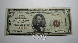 $5 1929 San Francisco California CA National Currency Bank Note Bill Ch #9655 VF