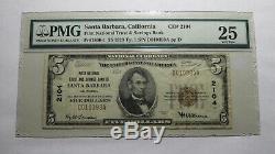 $5 1929 Santa Barbara California CA National Currency Bank Note Bill #2104 VF25