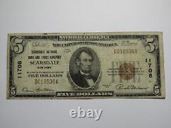 $5 1929 Scarsdale New York NY National Currency Bank Note Bill Ch. #11708 FINE