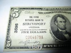 $5 1929 Shreveport Louisiana LA National Currency Bank Note Bill Ch #3595 VF