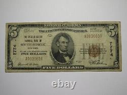 $5 1929 South Otselic New York NY National Currency Bank Note Bill #7774 RARE