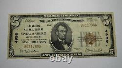 $5 1929 Spartanburg South Carolina SC National Currency Bank Note Bill! Ch #4996