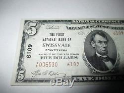 $5 1929 Swissvale Pennsylvania PA National Currency Bank Note Bill! Ch #6109 XF