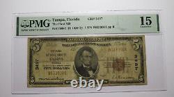 $5 1929 Tampa Bay Florida FL National Currency Bank Note Bill Ch. #3497 F15 PMG