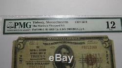 $5 1929 Tisbury MA National Currency Bank Note Bill Ch. #1274 Martha's Vineyard