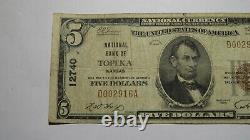 $5 1929 Topeka Kansas KS National Currency Bank Note Bill! Ch. #12740 FINE
