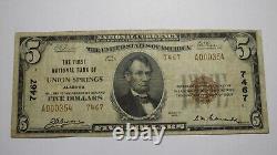 $5 1929 Union Springs Alabama AL National Currency Bank Note Bill Ch. #7467 Fine